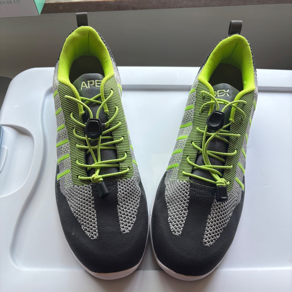 Apex Men's Shoe's 15 Wide NEW Lime Green Knit Lace Up Athletic Sneakers Non Slip